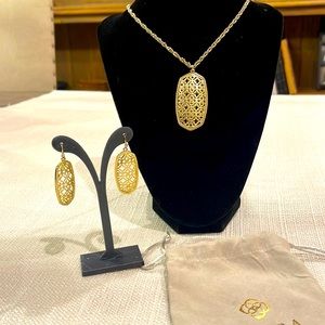 Kendra Scott filigree necklace and earrings